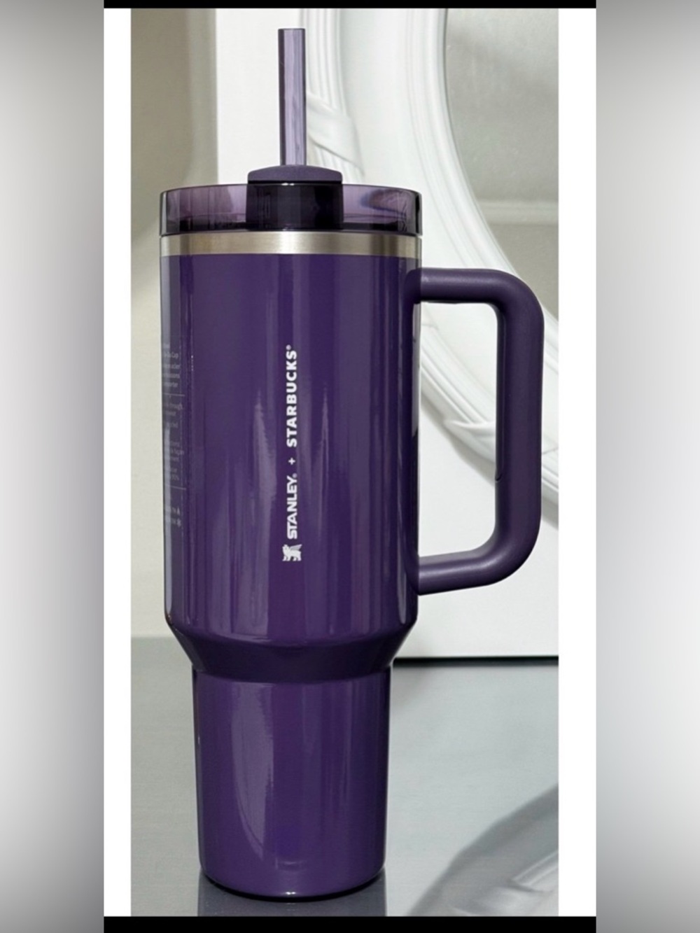 Purple Insulated Travel Mug with Straw